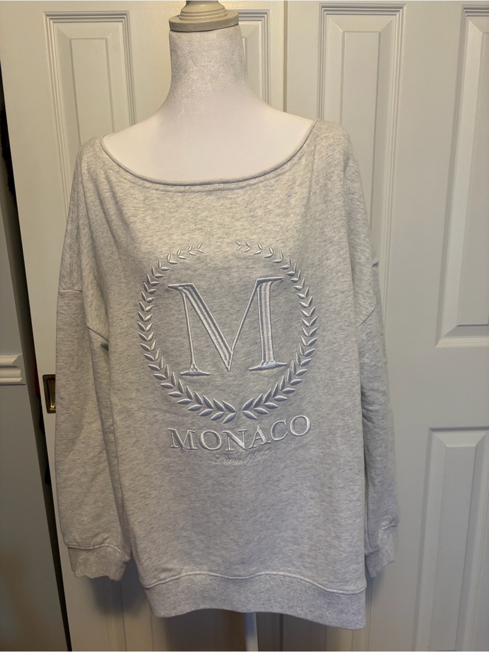 Garage Gray “Monaco” Embroidered Logo Sweatshirt NWOT